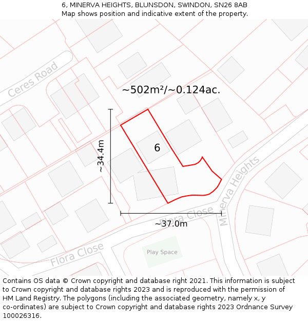 6, MINERVA HEIGHTS, BLUNSDON, SWINDON, SN26 8AB: Plot and title map