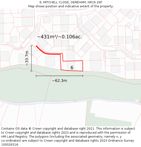 6, MITCHELL CLOSE, DEREHAM, NR19 2XP: Plot and title map