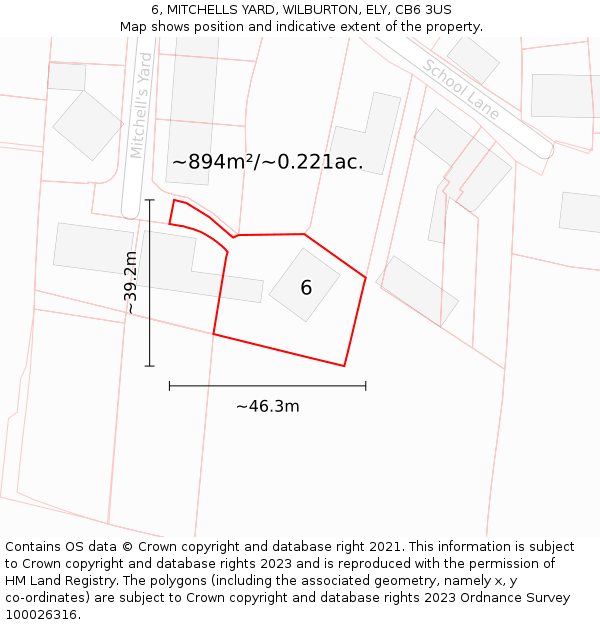 6, MITCHELLS YARD, WILBURTON, ELY, CB6 3US: Plot and title map
