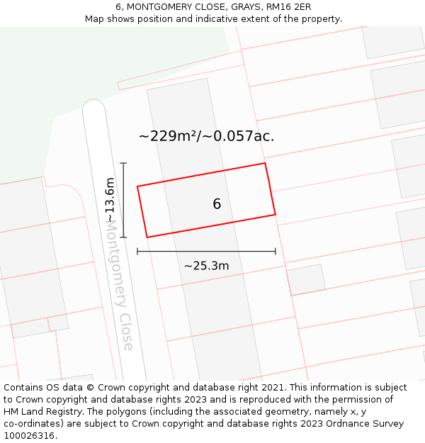 6, MONTGOMERY CLOSE, GRAYS, RM16 2ER: Plot and title map