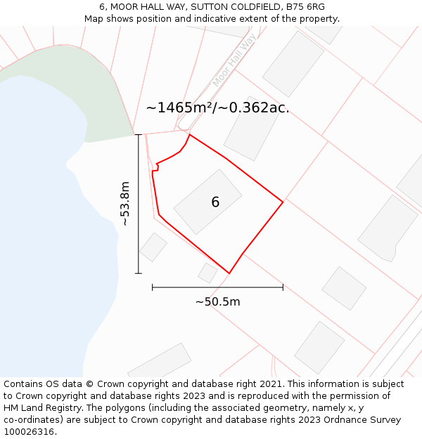 6, MOOR HALL WAY, SUTTON COLDFIELD, B75 6RG: Plot and title map
