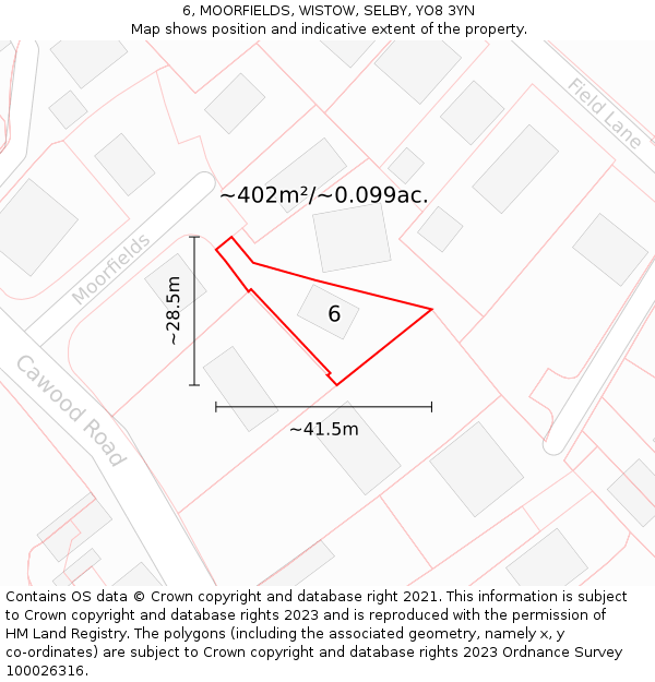 6, MOORFIELDS, WISTOW, SELBY, YO8 3YN: Plot and title map
