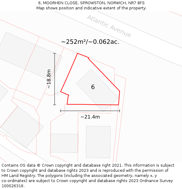 6, MOORHEN CLOSE, SPROWSTON, NORWICH, NR7 8FS: Plot and title map