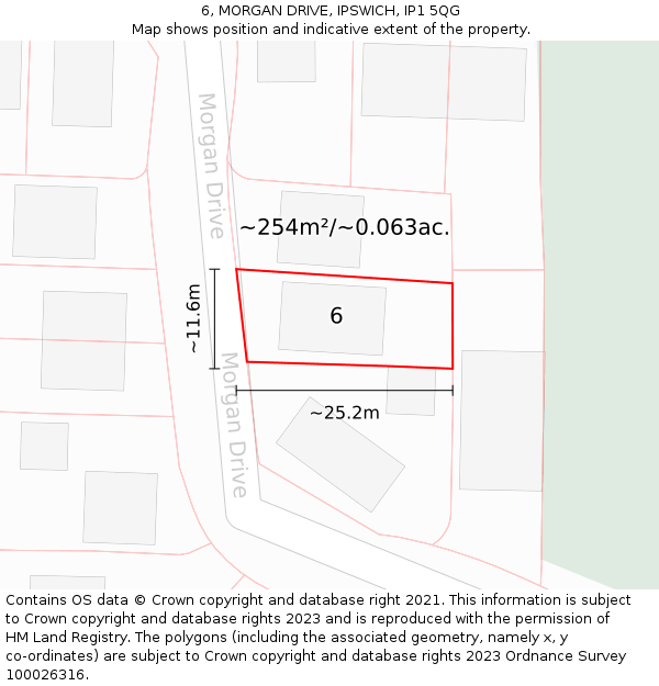6, MORGAN DRIVE, IPSWICH, IP1 5QG: Plot and title map