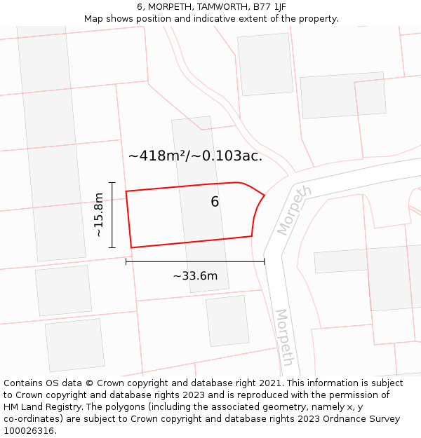 6, MORPETH, TAMWORTH, B77 1JF: Plot and title map