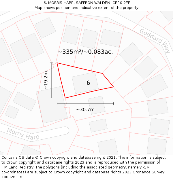 6, MORRIS HARP, SAFFRON WALDEN, CB10 2EE: Plot and title map