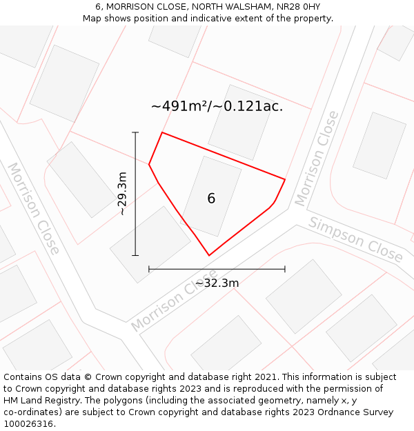 6, MORRISON CLOSE, NORTH WALSHAM, NR28 0HY: Plot and title map