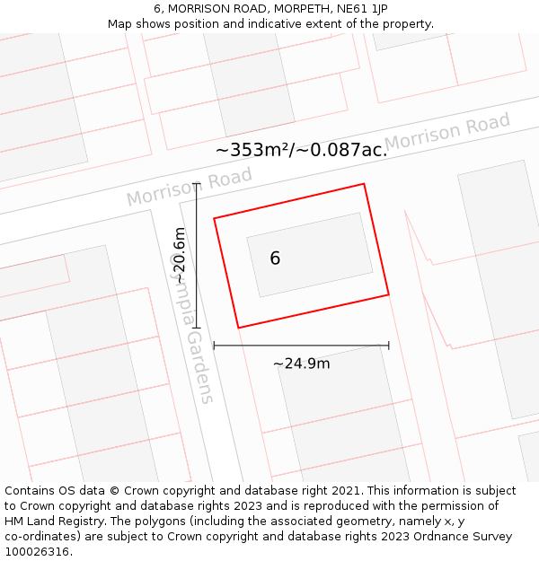 6, MORRISON ROAD, MORPETH, NE61 1JP: Plot and title map
