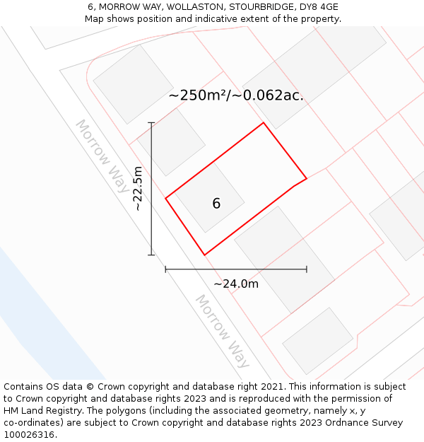 6, MORROW WAY, WOLLASTON, STOURBRIDGE, DY8 4GE: Plot and title map
