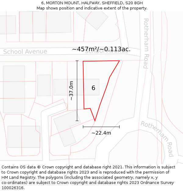 6, MORTON MOUNT, HALFWAY, SHEFFIELD, S20 8GH: Plot and title map
