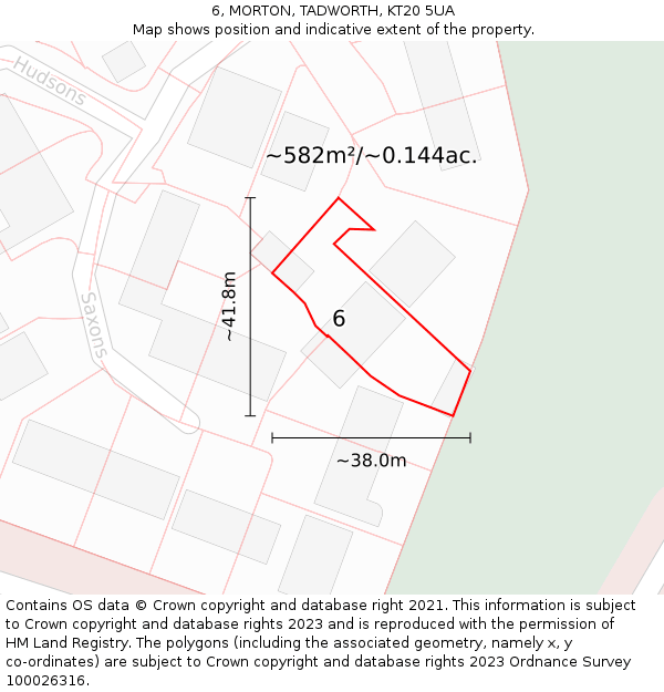 6, MORTON, TADWORTH, KT20 5UA: Plot and title map