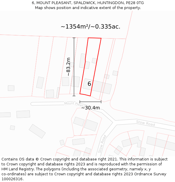 6, MOUNT PLEASANT, SPALDWICK, HUNTINGDON, PE28 0TG: Plot and title map