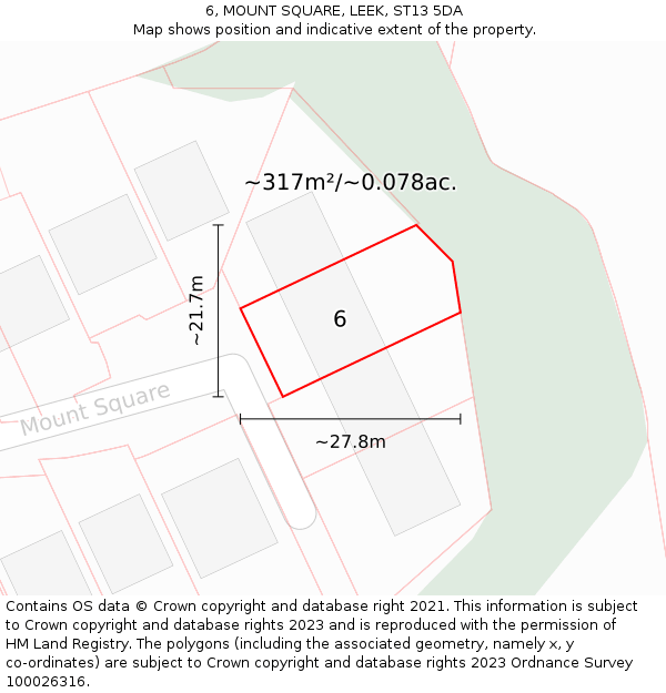 6, MOUNT SQUARE, LEEK, ST13 5DA: Plot and title map