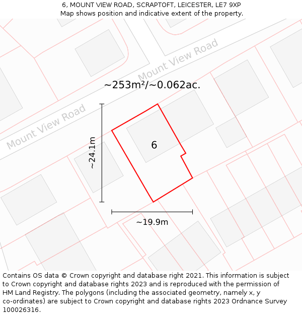 6, MOUNT VIEW ROAD, SCRAPTOFT, LEICESTER, LE7 9XP: Plot and title map