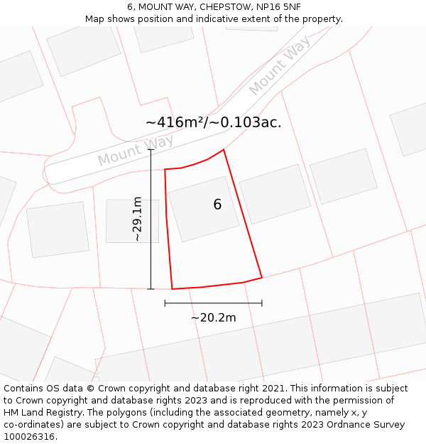 6, MOUNT WAY, CHEPSTOW, NP16 5NF: Plot and title map