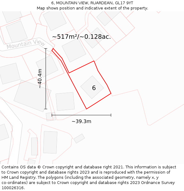 6, MOUNTAIN VIEW, RUARDEAN, GL17 9YT: Plot and title map