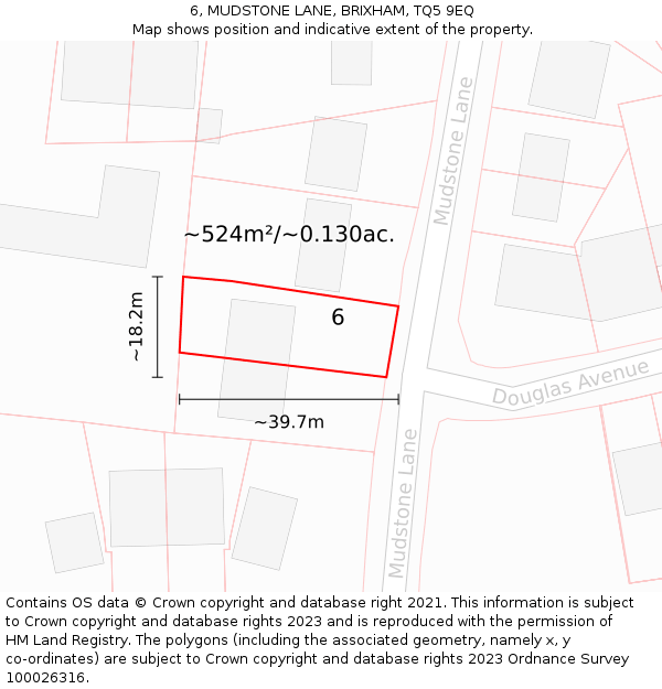 6, MUDSTONE LANE, BRIXHAM, TQ5 9EQ: Plot and title map