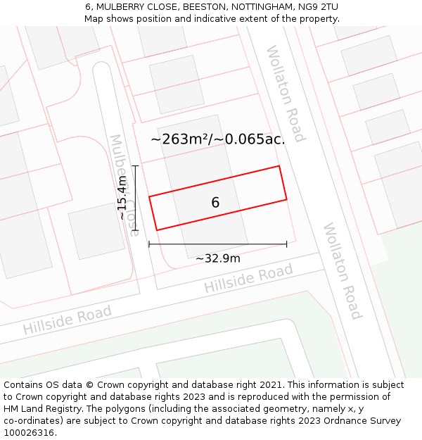 6, MULBERRY CLOSE, BEESTON, NOTTINGHAM, NG9 2TU: Plot and title map