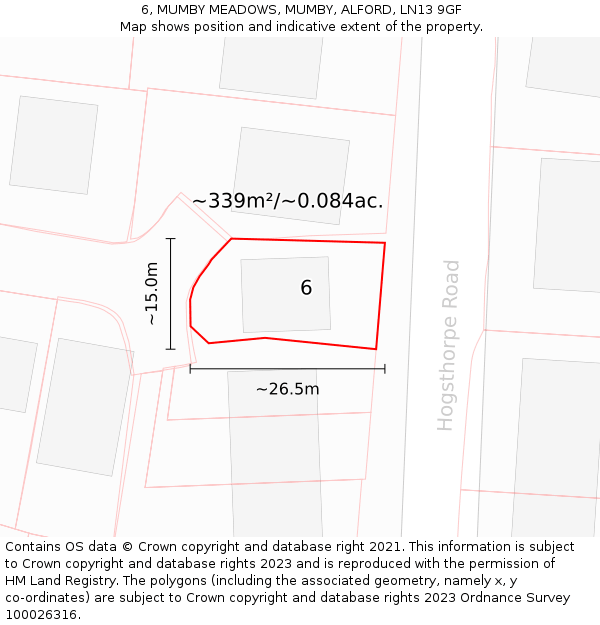 6, MUMBY MEADOWS, MUMBY, ALFORD, LN13 9GF: Plot and title map