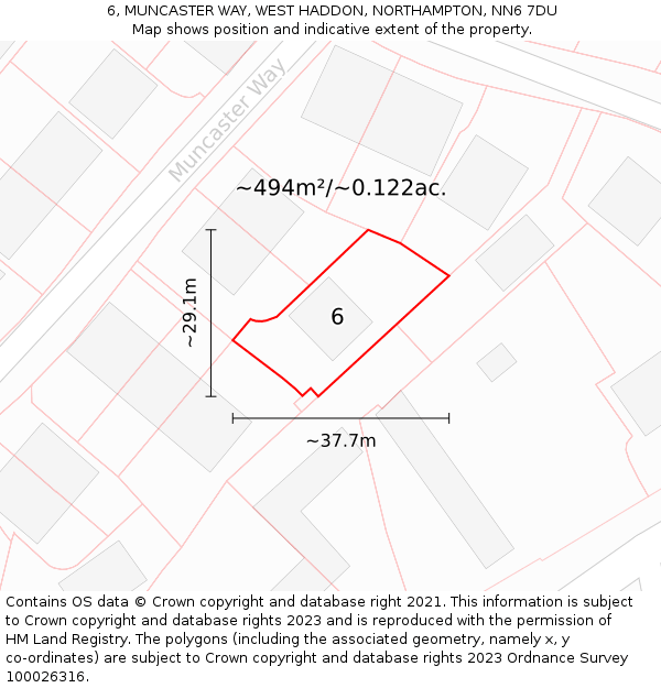 6, MUNCASTER WAY, WEST HADDON, NORTHAMPTON, NN6 7DU: Plot and title map
