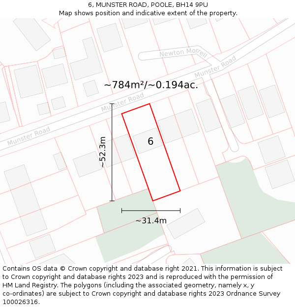 6, MUNSTER ROAD, POOLE, BH14 9PU: Plot and title map