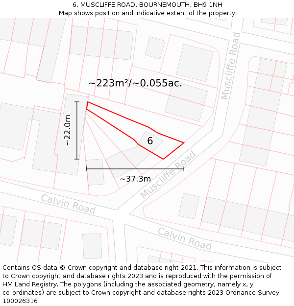 6, MUSCLIFFE ROAD, BOURNEMOUTH, BH9 1NH: Plot and title map