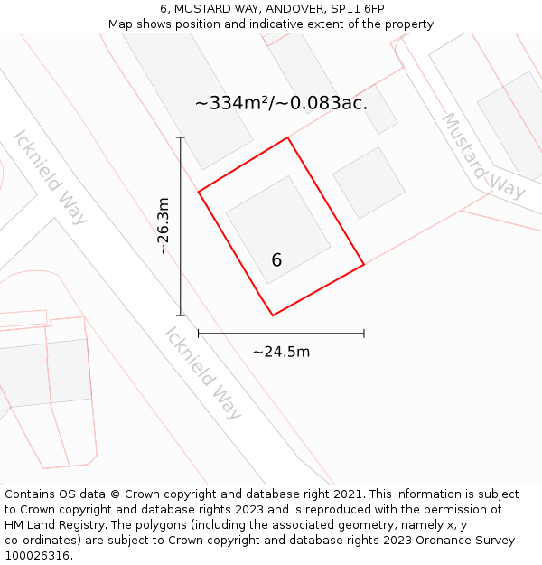 6, MUSTARD WAY, ANDOVER, SP11 6FP: Plot and title map