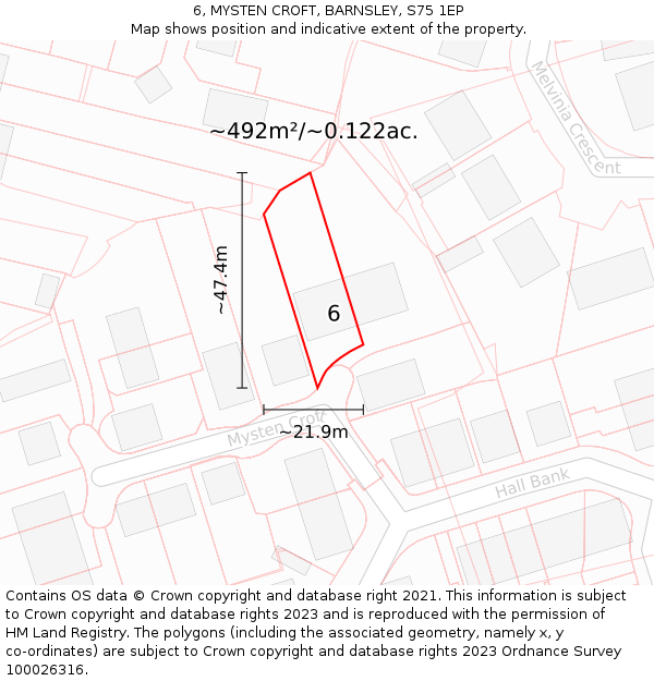 6, MYSTEN CROFT, BARNSLEY, S75 1EP: Plot and title map