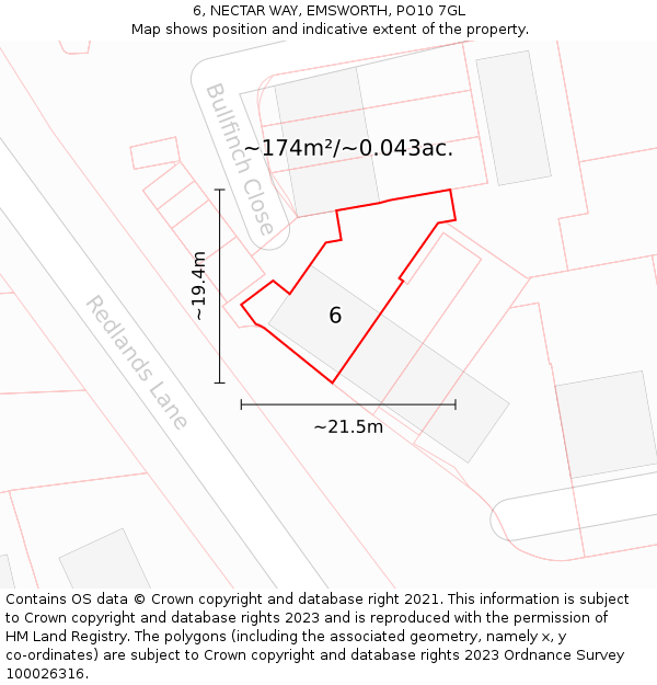 6, NECTAR WAY, EMSWORTH, PO10 7GL: Plot and title map