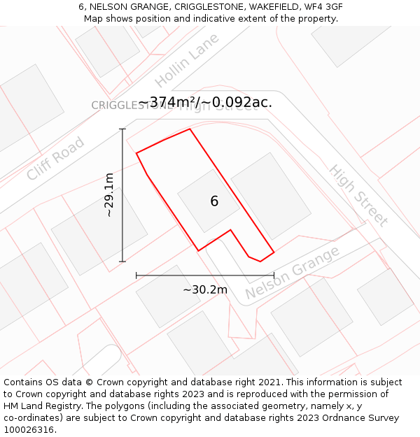 6, NELSON GRANGE, CRIGGLESTONE, WAKEFIELD, WF4 3GF: Plot and title map