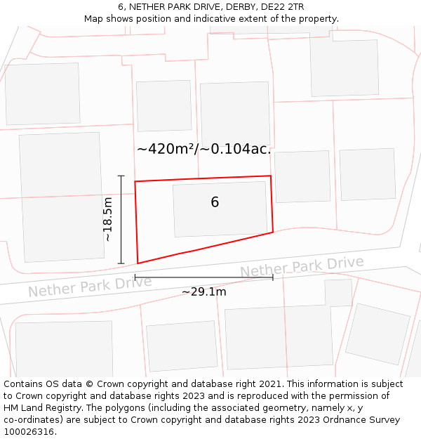 6, NETHER PARK DRIVE, DERBY, DE22 2TR: Plot and title map