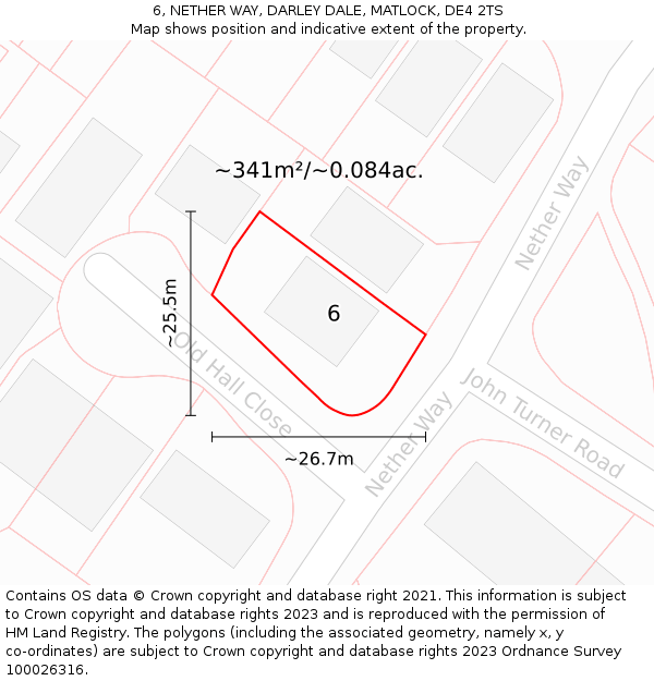 6, NETHER WAY, DARLEY DALE, MATLOCK, DE4 2TS: Plot and title map