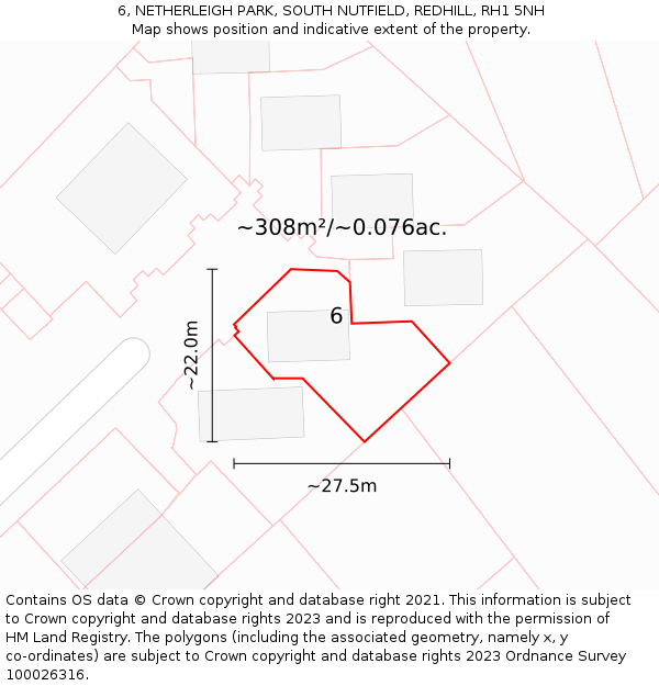 6, NETHERLEIGH PARK, SOUTH NUTFIELD, REDHILL, RH1 5NH: Plot and title map