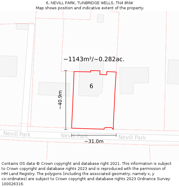 6, NEVILL PARK, TUNBRIDGE WELLS, TN4 8NW: Plot and title map
