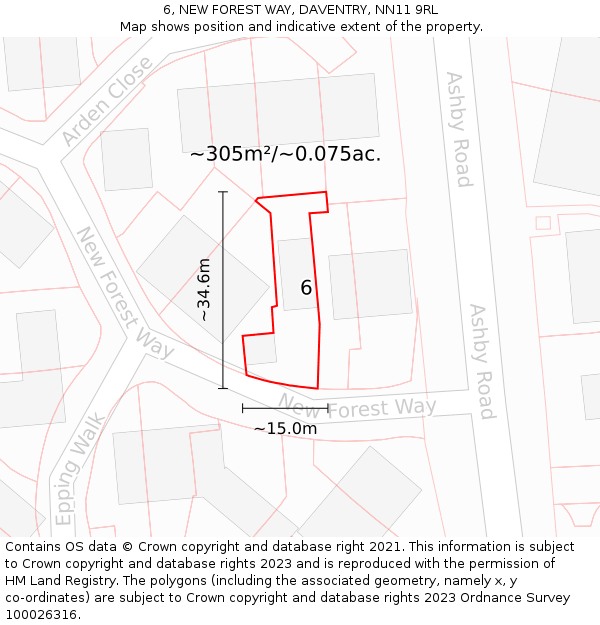 6, NEW FOREST WAY, DAVENTRY, NN11 9RL: Plot and title map