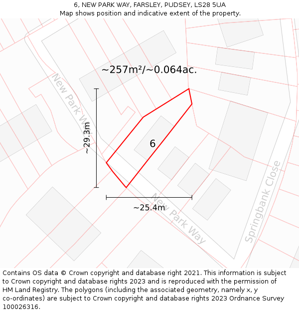 6, NEW PARK WAY, FARSLEY, PUDSEY, LS28 5UA: Plot and title map