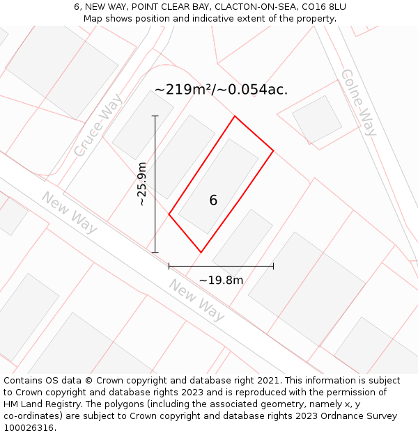 6, NEW WAY, POINT CLEAR BAY, CLACTON-ON-SEA, CO16 8LU: Plot and title map