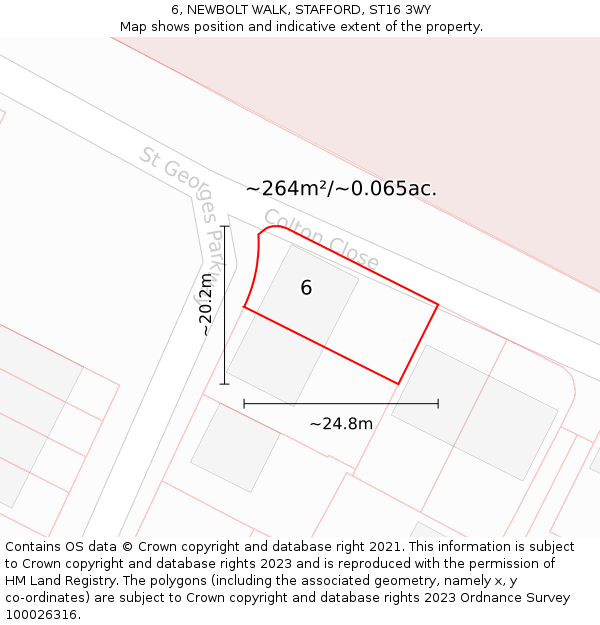 6, NEWBOLT WALK, STAFFORD, ST16 3WY: Plot and title map
