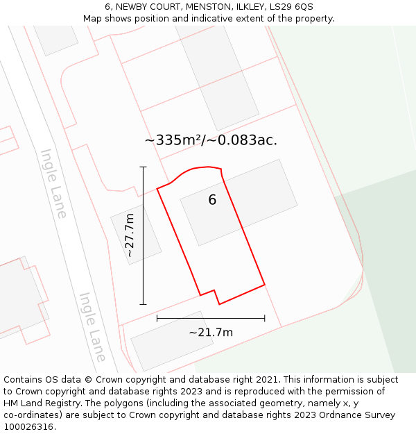 6, NEWBY COURT, MENSTON, ILKLEY, LS29 6QS: Plot and title map