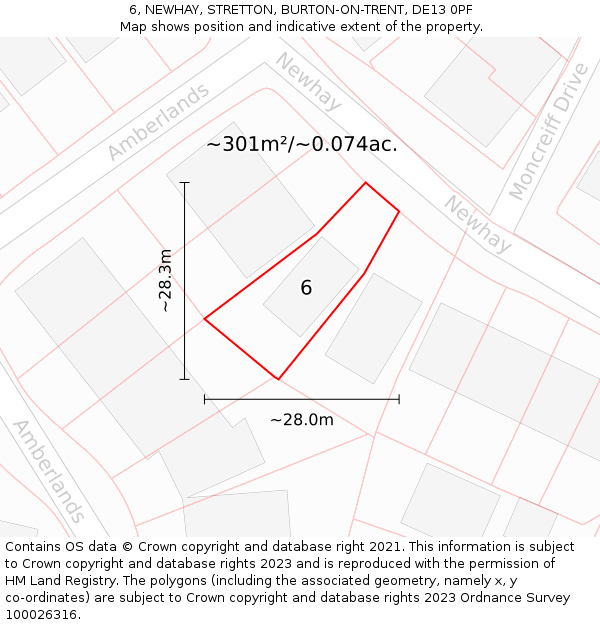 6, NEWHAY, STRETTON, BURTON-ON-TRENT, DE13 0PF: Plot and title map