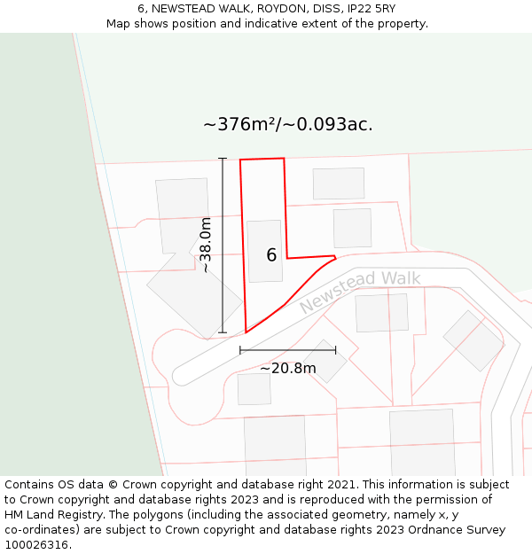 6, NEWSTEAD WALK, ROYDON, DISS, IP22 5RY: Plot and title map
