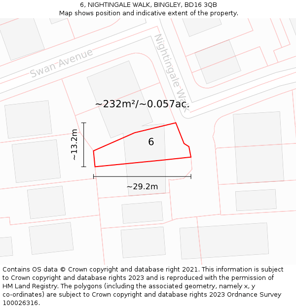 6, NIGHTINGALE WALK, BINGLEY, BD16 3QB: Plot and title map
