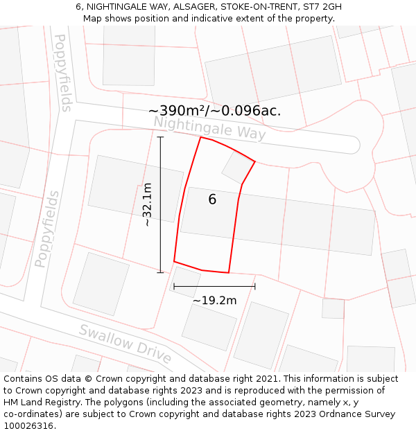 6, NIGHTINGALE WAY, ALSAGER, STOKE-ON-TRENT, ST7 2GH: Plot and title map