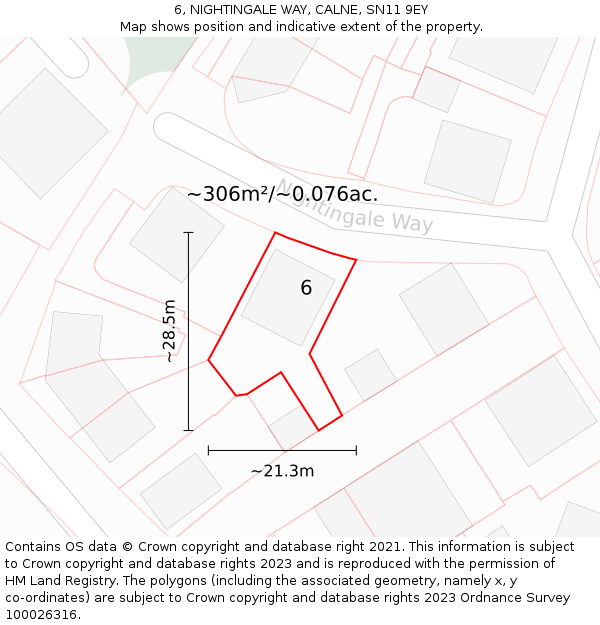 6, NIGHTINGALE WAY, CALNE, SN11 9EY: Plot and title map