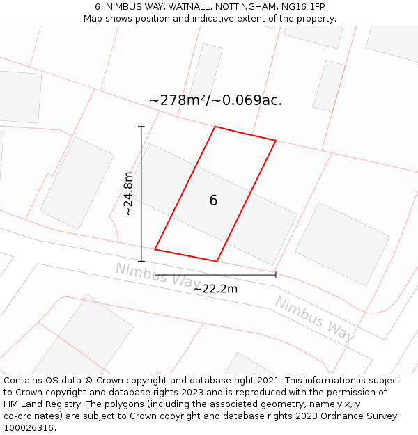 6, NIMBUS WAY, WATNALL, NOTTINGHAM, NG16 1FP: Plot and title map