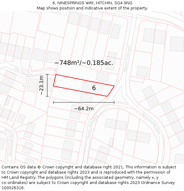 6, NINESPRINGS WAY, HITCHIN, SG4 9NG: Plot and title map