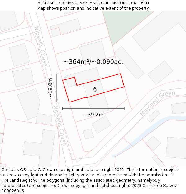 6, NIPSELLS CHASE, MAYLAND, CHELMSFORD, CM3 6EH: Plot and title map
