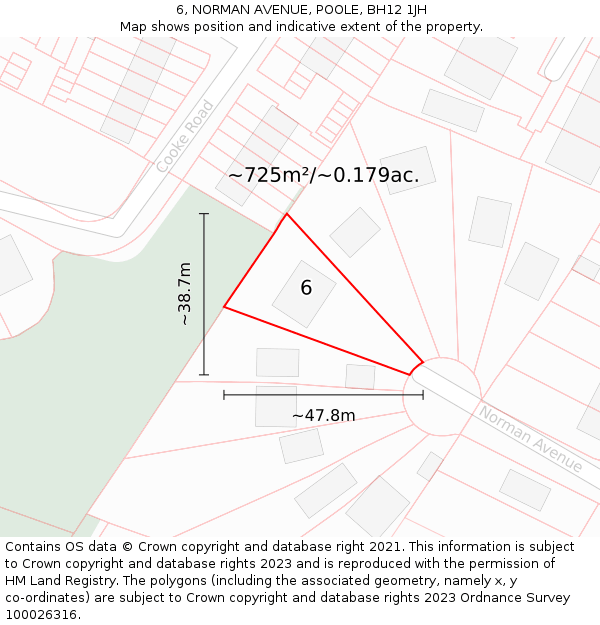 6, NORMAN AVENUE, POOLE, BH12 1JH: Plot and title map