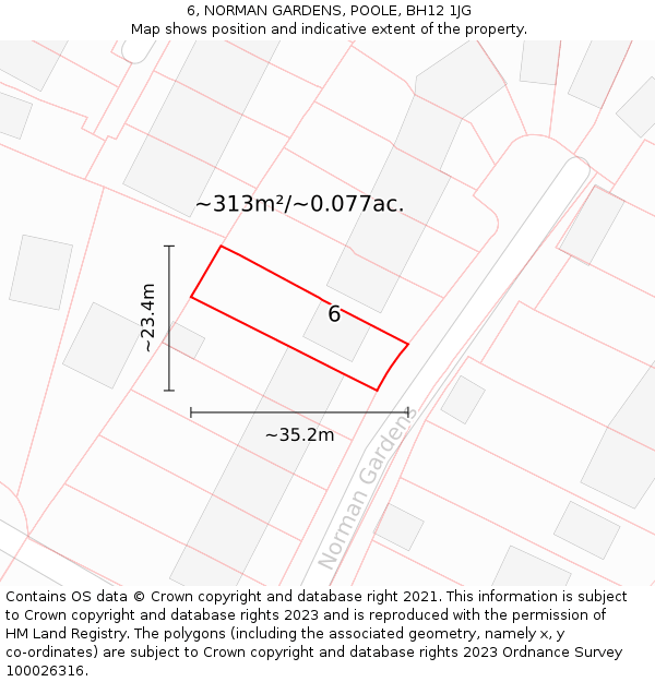 6, NORMAN GARDENS, POOLE, BH12 1JG: Plot and title map