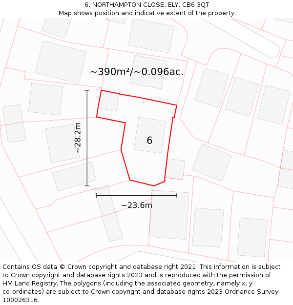 6, NORTHAMPTON CLOSE, ELY, CB6 3QT: Plot and title map